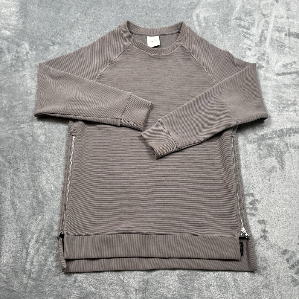Varley Manning Sweatshirt Grey Ribbed Side Zip Pullover Womens Medium